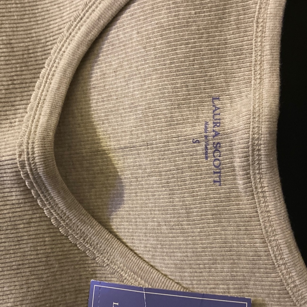 Laura Scott Ribbed Tank Top - Beige - Picture 2 of 2